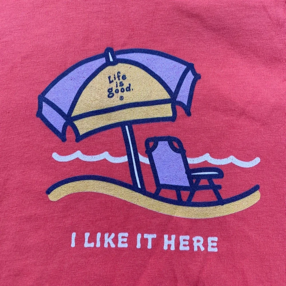 Life is Good Womens XL Crusher Tee Coral Orange Beach Graphic T-Shirt